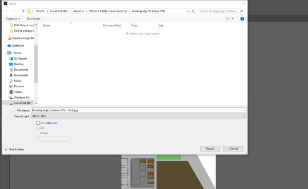screen shot of Export dialog